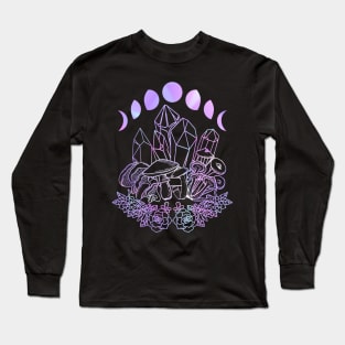 Moon Phases Crystals Mushrooms Succulents Witchy Long Sleeve T-Shirt